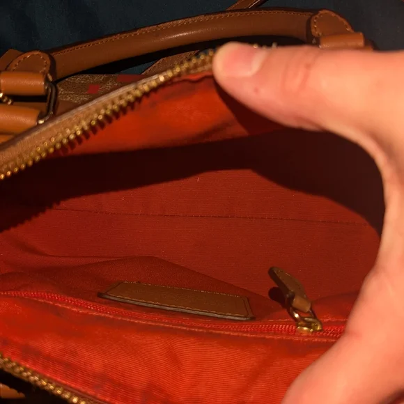 Coach Rowan Signature Satchel with Orange & Purple Stripe With Detachable Strap - Picture 6 of 6